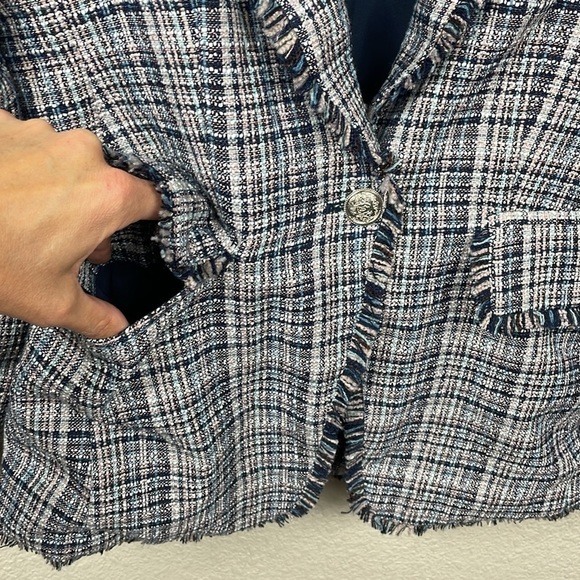 New Laundry by Shelli Segal Tweed Blazer with Fringe Detail Jacket Sz XS - Picture 6 of 16